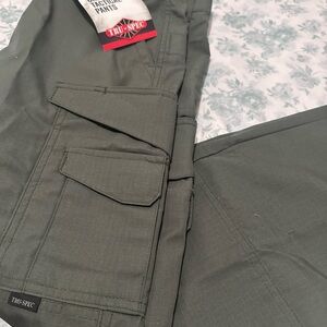 Olive green women  ( unhemmed). Cargo tan size 6 waist ( hemmed 27.5)
